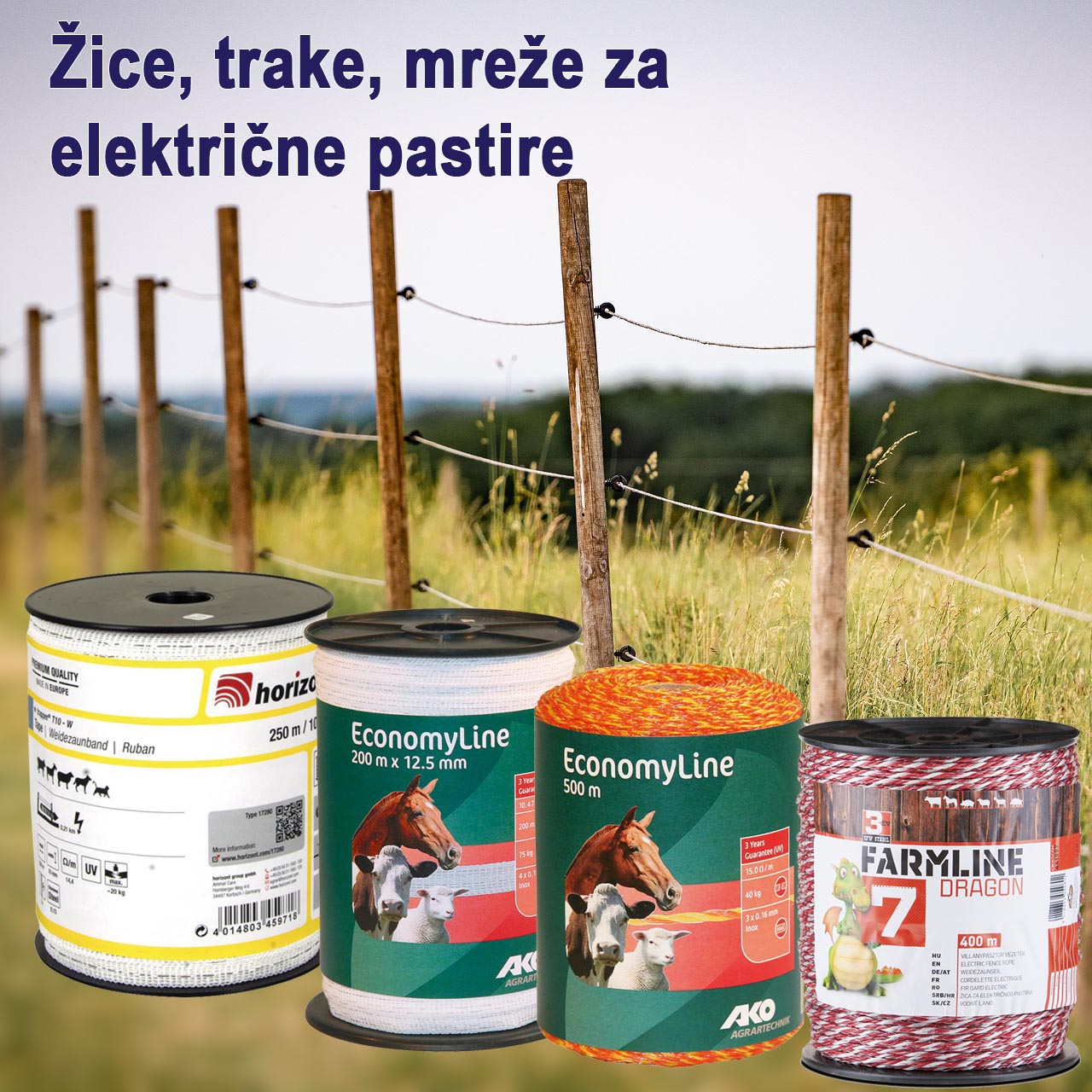 Žice, trake, mreže za električne pastire