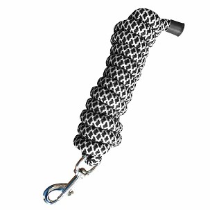 Uže za vođenje konja sa karabinjerom 2 m crno-belo Premium