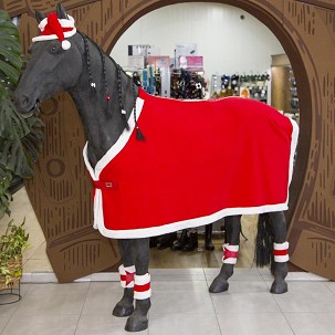 Novogodišnji prekrivač  polar crveni za konje