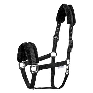 Kötőfék lovaknak szőrmével fekete full