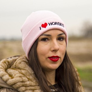 Zimska kapa "I love horses" pink