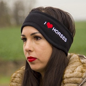 Termo traka za glavu "I love horses" crna