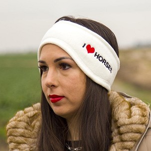Termo traka za glavu "I love horses" bela