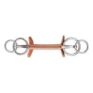 Žvala za konje sa kožom i dvostrukim prstenom 135mm Finntack