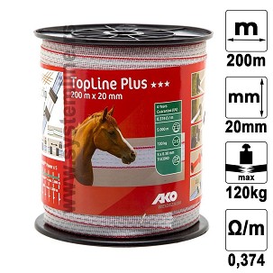 Traka za električnog pastira crveno-bela 20mmx200m Topline Plus