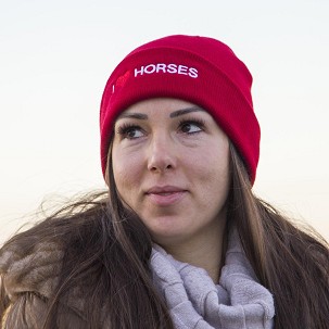 Zimska kapa "I love horses" crvena