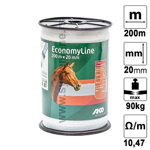 Traka za električnog pastira bela 20mmx200m EconomyLine