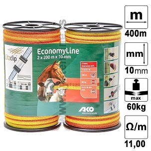 Traka za električnog pastira žuto-narandžasta 10mm 2x200m Economyline