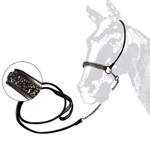 Ular za vođenje konja sa užetom crni 2 cob