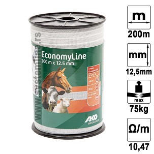 Traka za električnog pastira bela 12,5mmx200m EconomyLine