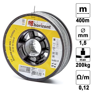 Žica čelična pletena za pastira 1,5mmx400m Horizont
