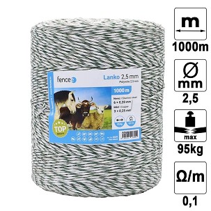 Žica za električni pastir belo-zeleni 1000m