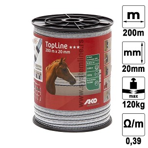 Traka za elektricnog pastira crno-bela 20mmx200m TopLine