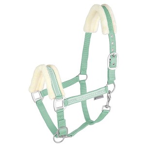 Kötőfék lovaknak szőrmével pony zöld Elegant