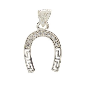 Privezak za ogrlicu oblik potkovice srebrni