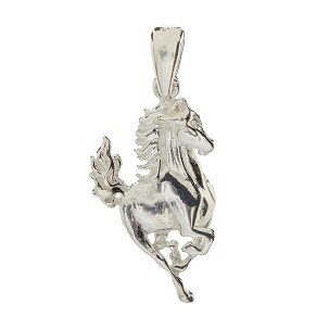 Privezak za ogrlicu oblik konja u galopu srebrni