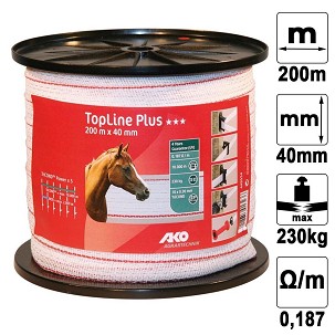 Traka za elektricnog pastira crveno-bela 40mmx200m Topline Plus